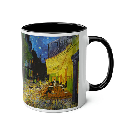 Van Gogh's Café Terrace at Night (1888) - Strays Two-Tone Coffee Mugs, 11oz