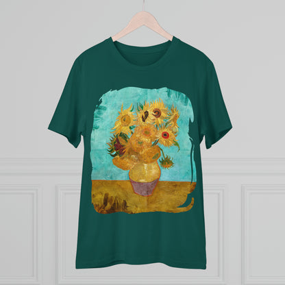 Van Gogh's Vase with Twelve Sunflowers (1888–1889) - Original Fine Art Print Organic Cotton T-Shirt Unisex