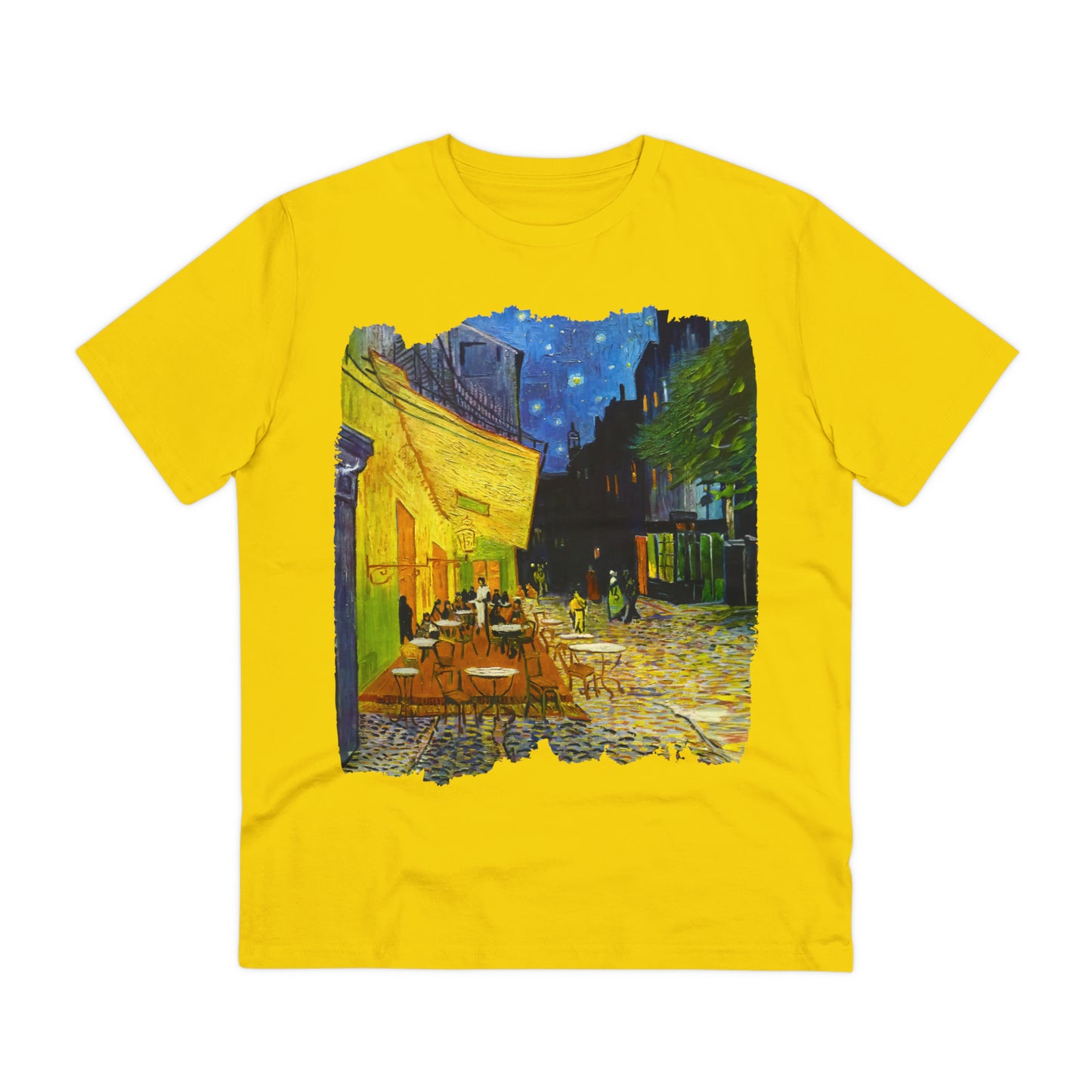 Van Gogh's Café Terrace at Night (1888) - Original Fine Art Print Organic Cotton T-Shirt Unisex