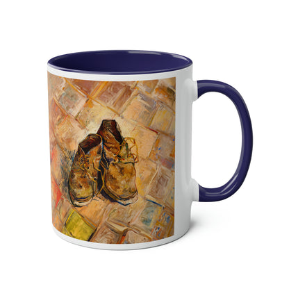 Van Gogh's Shoes (1888) - Original Fine Art Print Two-Tone Coffee Mugs, 11oz