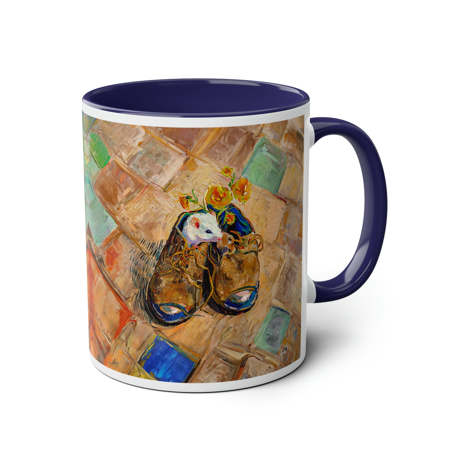 Van Gogh's Shoes (1888) - Mouse in the shoe Fine Art Print Two-Tone Coffee Mugs, 11oz