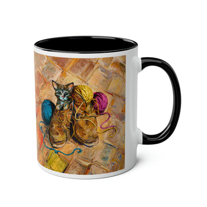 Van Gogh's Shoes (1888) - Kitten with yarns Fine Art Print Two-Tone Coffee Mugs, 11oz