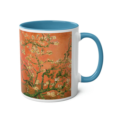 Van Gogh's Almond blossom (1890) - Orange Fine Art Print Two-Tone Coffee Mugs, 11oz