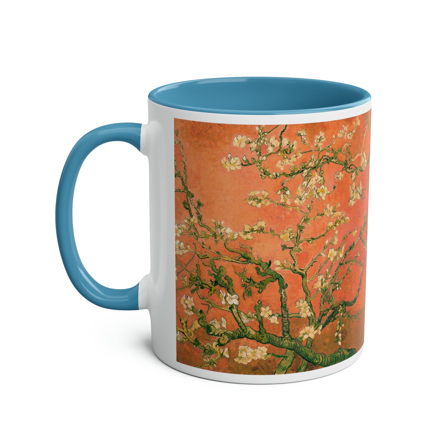 Van Gogh's Almond blossom (1890) - Orange Fine Art Print Two-Tone Coffee Mugs, 11oz