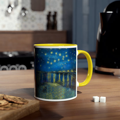 Van Gogh's Starry Night Over the Rhone (1888) - Original Fine Art Print Two-Tone Coffee Mugs, 11oz