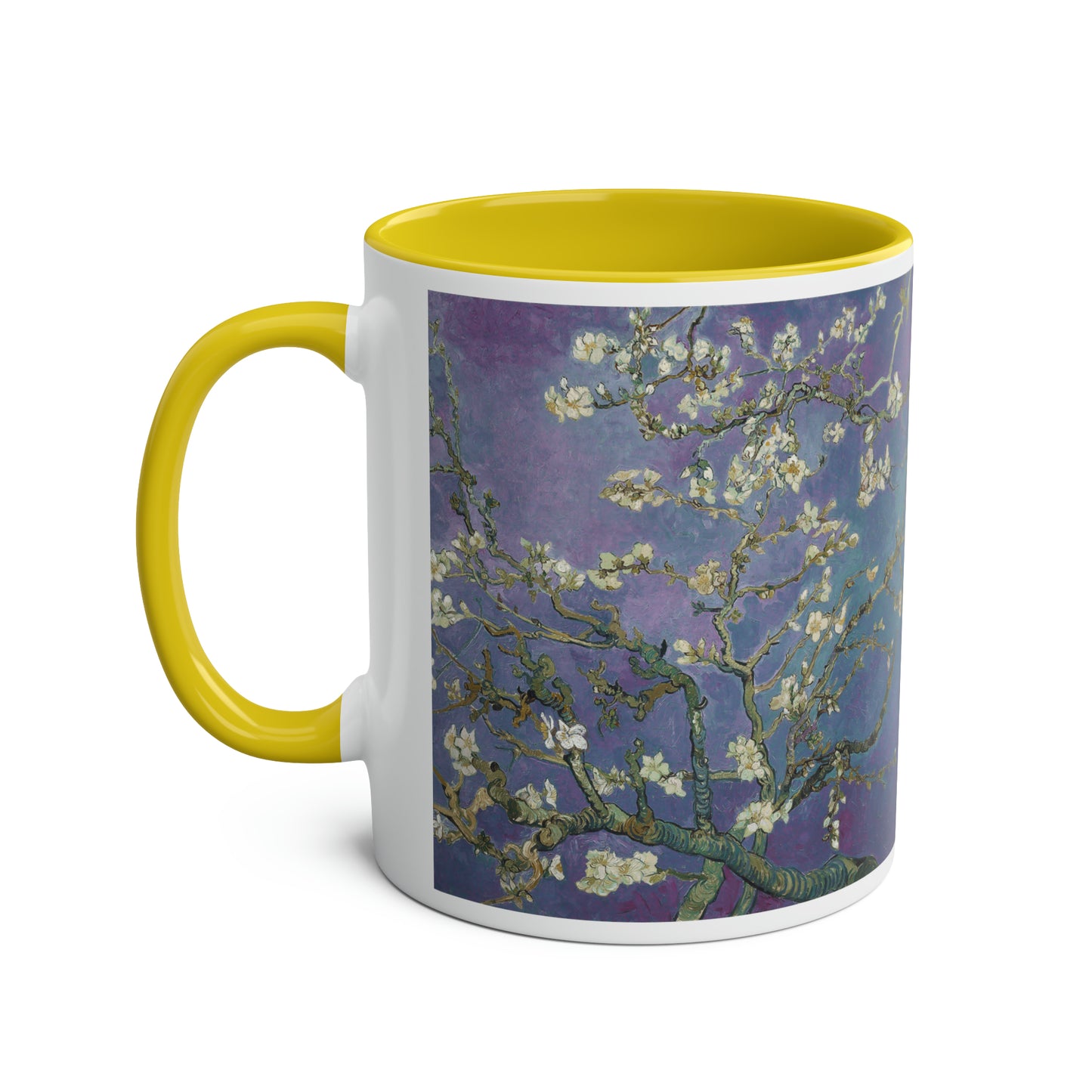 Van Gogh's Almond blossom (1890) - Purple Fine Art Print Two-Tone Coffee Mugs, 11oz