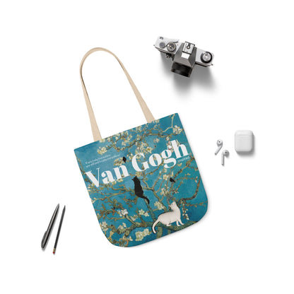 Vincent Vang Gogh Cherry Blossom - Cats - Canvas Tote Bag, 5-Color Straps