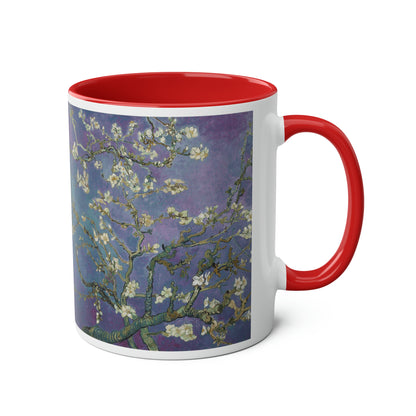 Van Gogh's Almond blossom (1890) - Purple Fine Art Print Two-Tone Coffee Mugs, 11oz