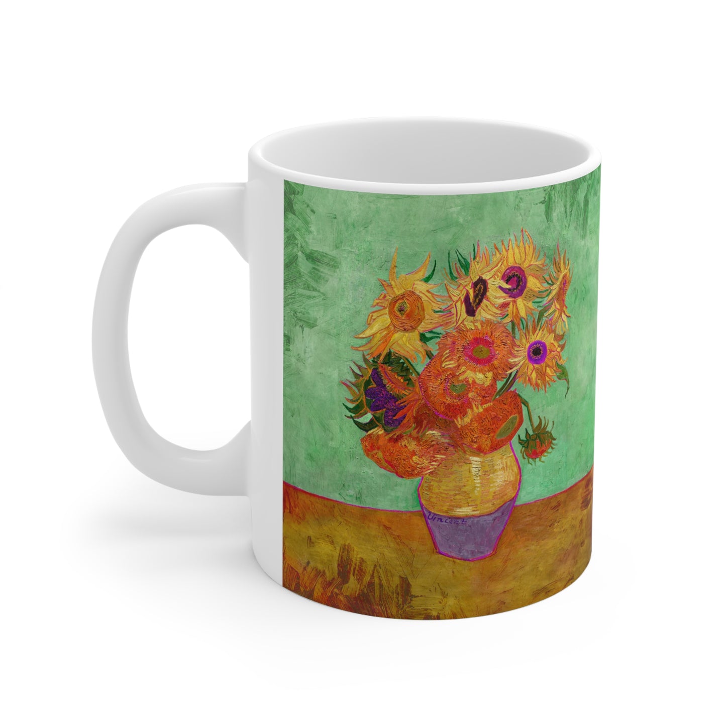 Van Gogh's Vase with Twelve Sunflowers (1888–1889) - Summer Fine Art Print Ceramic Coffee Mugs, 11oz, 15oz