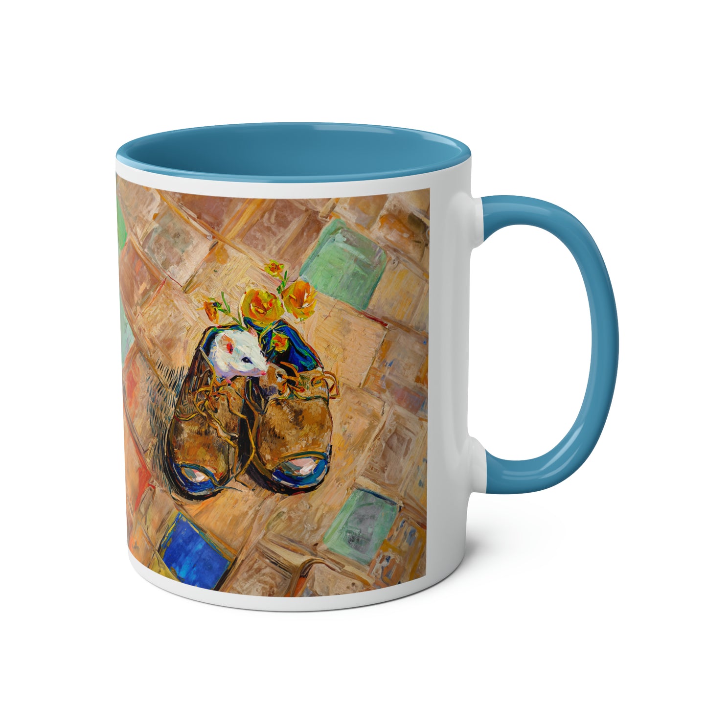 Van Gogh's Shoes (1888) - Mouse in the shoe Fine Art Print Two-Tone Coffee Mugs, 11oz