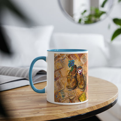 Van Gogh's Shoes (1888) - Hedgehog Fine Art Print Two-Tone Coffee Mugs, 11oz