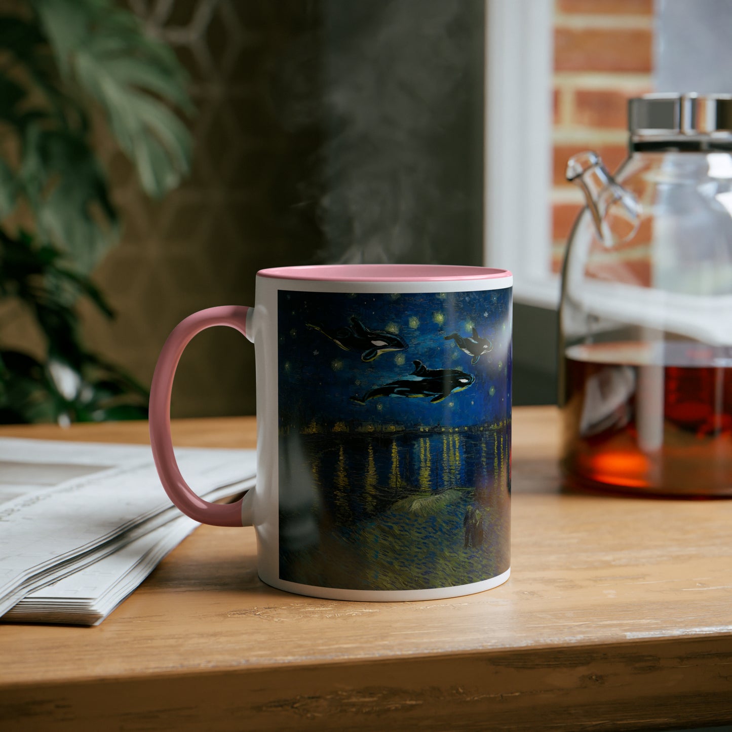 Van Gogh's Starry Night Over the Rhone (1888) - Dreams Fine Art Print Two-Tone Coffee Mugs, 11oz