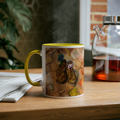 Van Gogh's Shoes (1888) - Hedgehog Fine Art Print Two-Tone Coffee Mugs, 11oz