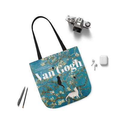 Vincent Vang Gogh Cherry Blossom - Cats - Canvas Tote Bag, 5-Color Straps