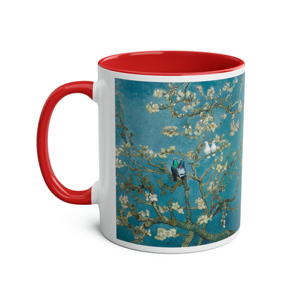 Van Gogh's Almond blossom (1890) - Lovebirds Fine Art Print Two-Tone Coffee Mugs, 11oz