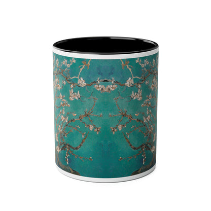 Van Gogh's Almond blossom (1890) - Turqoise Fine Art Print Two-Tone Coffee Mugs, 11oz