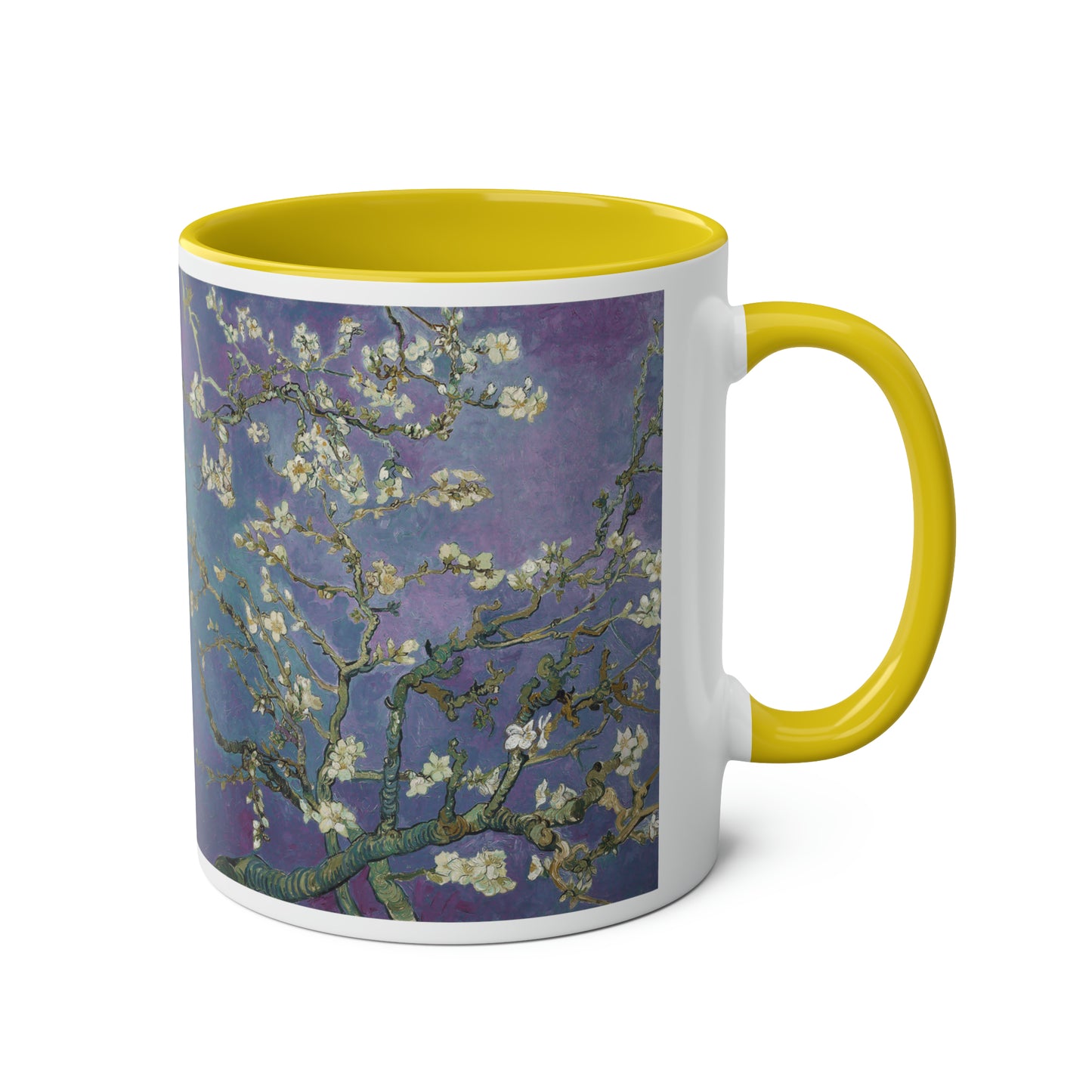 Van Gogh's Almond blossom (1890) - Purple Fine Art Print Two-Tone Coffee Mugs, 11oz