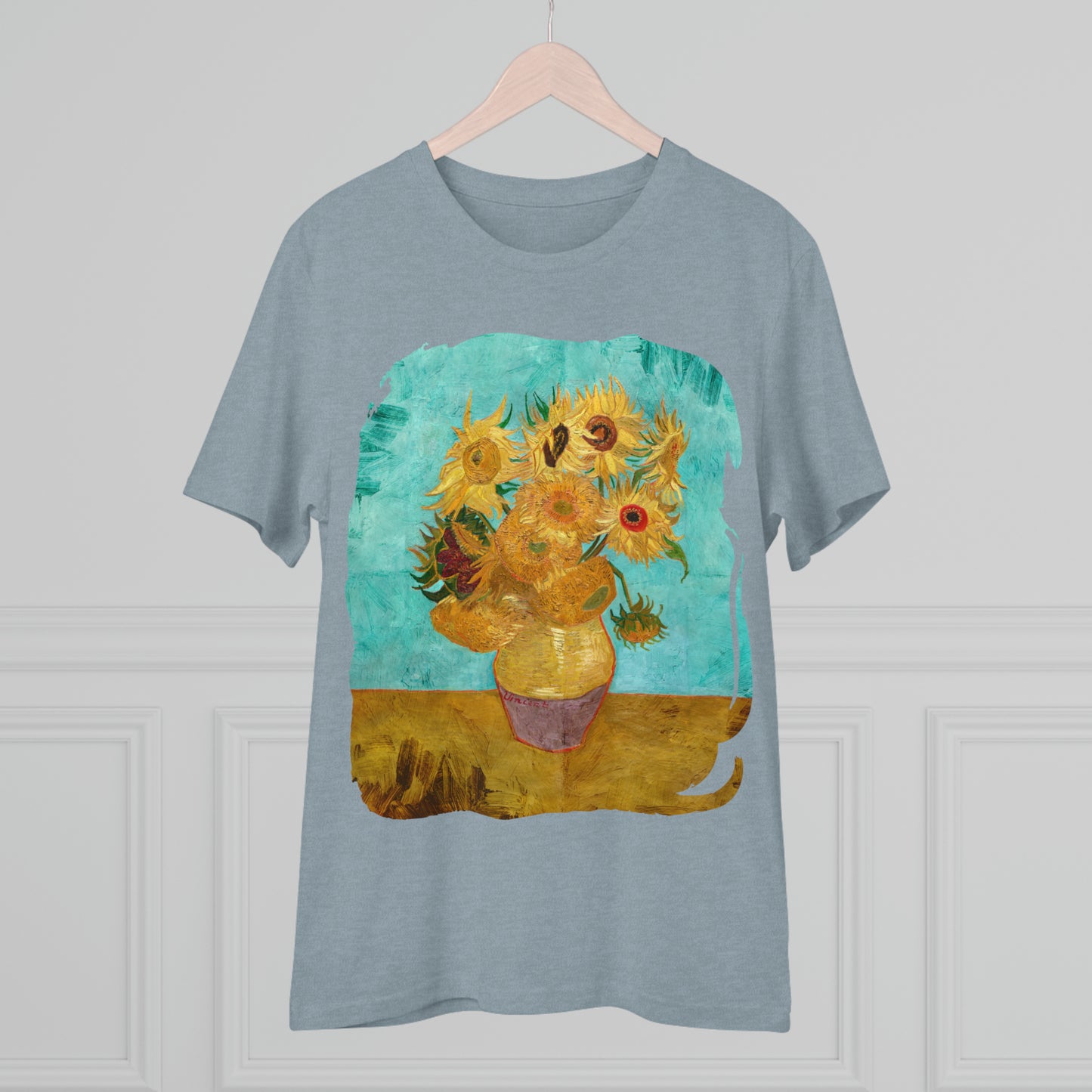 Van Gogh's Vase with Twelve Sunflowers (1888–1889) - Original Fine Art Print Organic Cotton T-Shirt Unisex