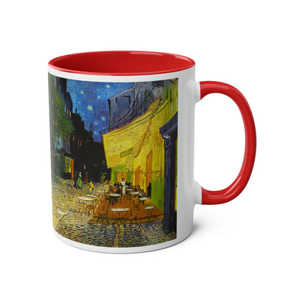 Van Gogh's Café Terrace at Night (1888) - Original Fine Art Print Two-Tone Coffee Mugs, 11oz