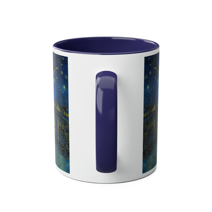 Van Gogh's Starry Night Over the Rhone (1888) - Dreams Fine Art Print Two-Tone Coffee Mugs, 11oz