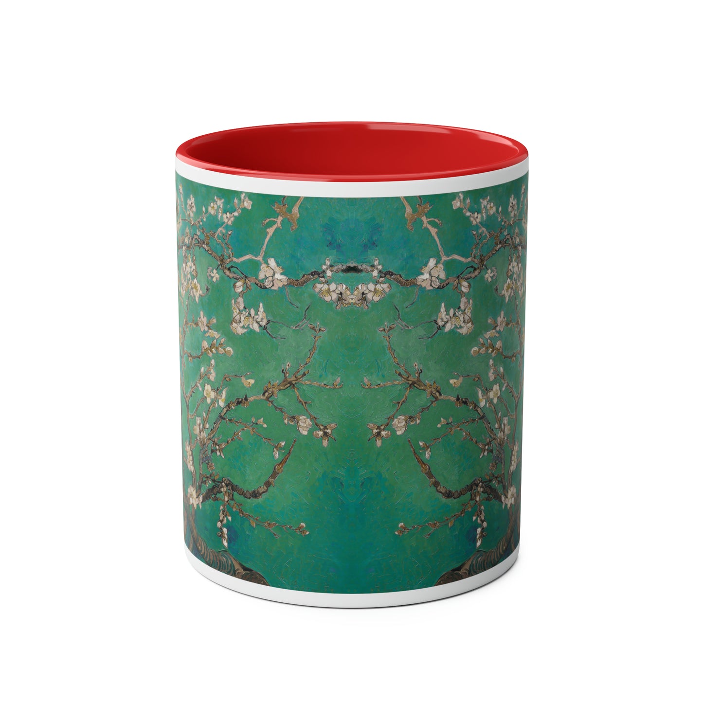 Van Gogh's Almond blossom (1890) - Green Fine Art Print Two-Tone Coffee Mugs, 11oz