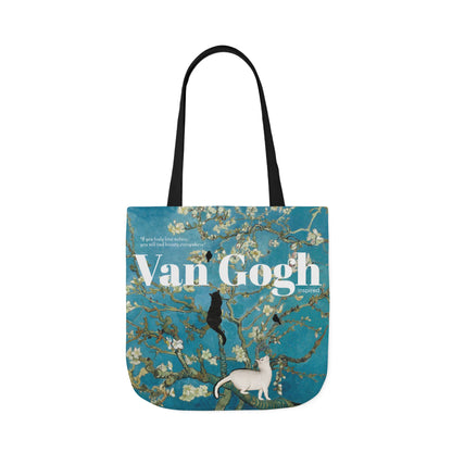 Vincent Vang Gogh Cherry Blossom - Cats - Canvas Tote Bag, 5-Color Straps