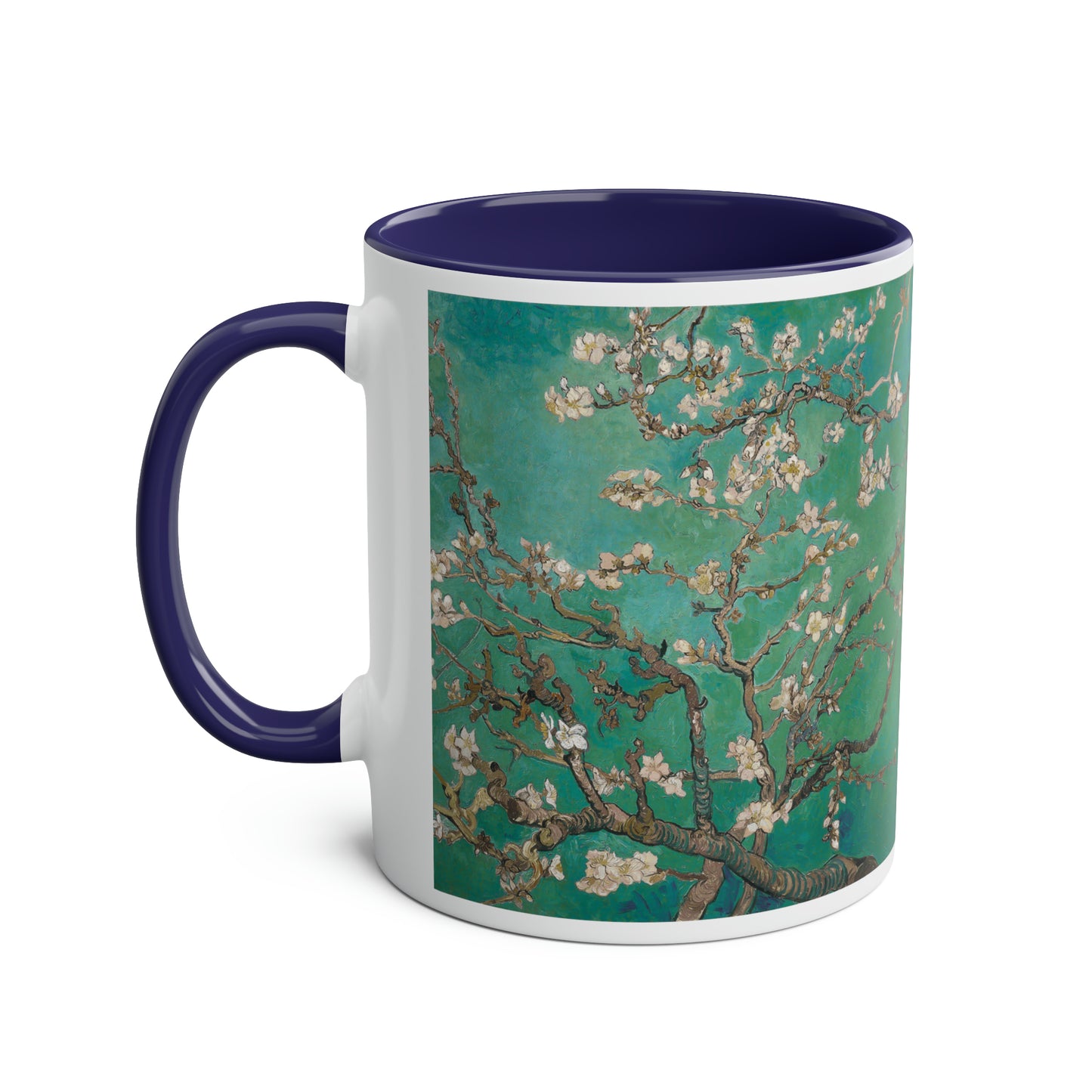 Van Gogh's Almond blossom (1890) - Green Fine Art Print Two-Tone Coffee Mugs, 11oz