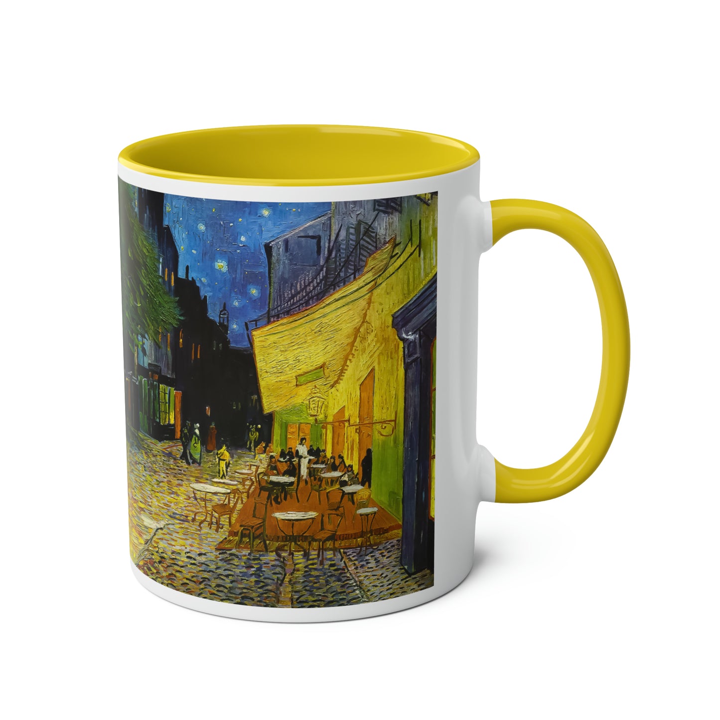 Van Gogh's Café Terrace at Night (1888) - Original Fine Art Print Two-Tone Coffee Mugs, 11oz