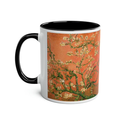 Van Gogh's Almond blossom (1890) - Orange Fine Art Print Two-Tone Coffee Mugs, 11oz