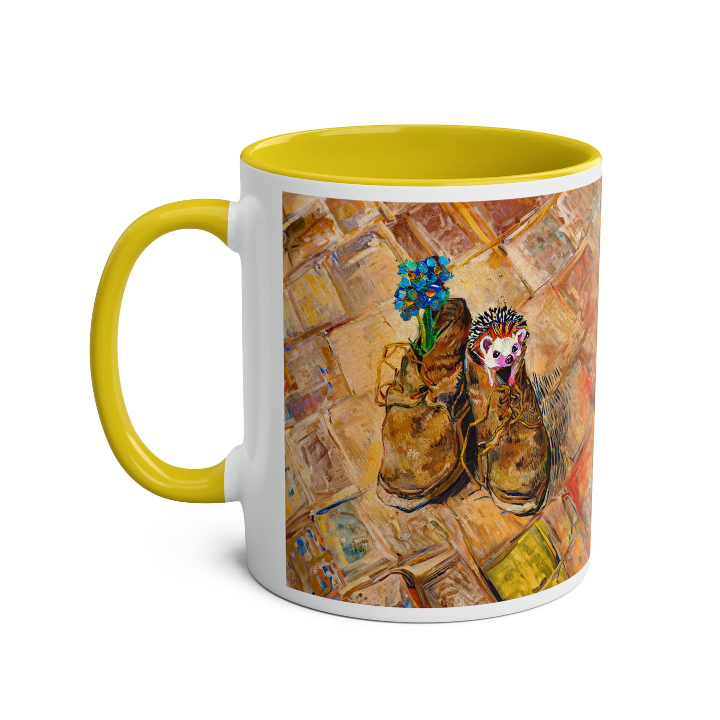 Van Gogh's Shoes (1888) - Hedgehog Fine Art Print Two-Tone Coffee Mugs, 11oz