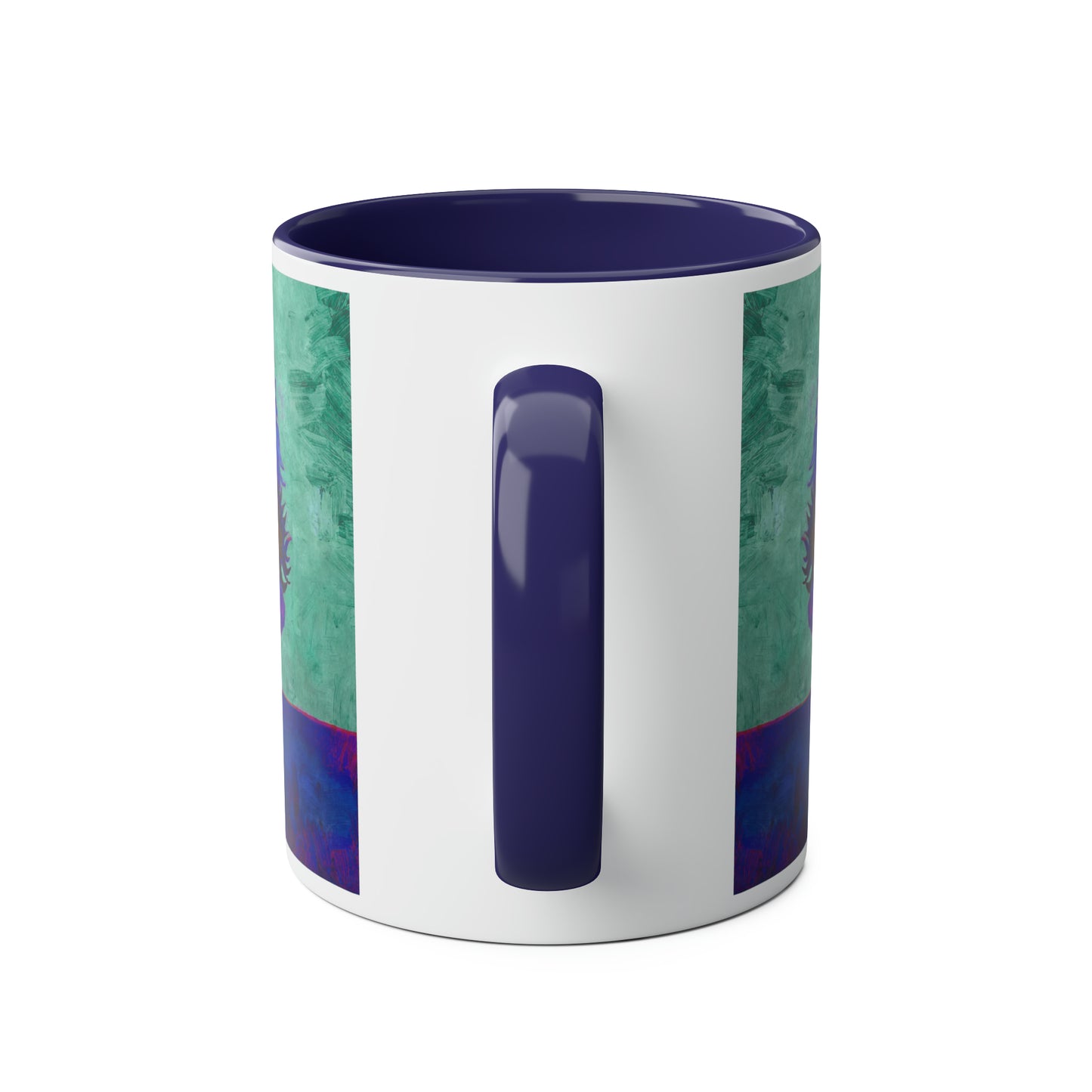 Van Gogh's Vase with Twelve Sunflowers (1888–1889) - Pop art purple Fine Art Print Two-Tone Coffee Mugs, 11oz