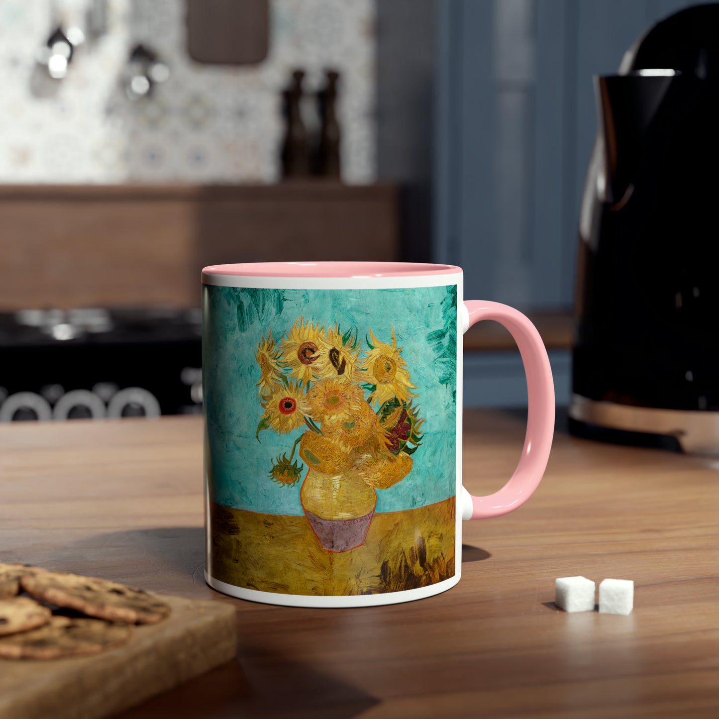 Van Gogh's Vase with Twelve Sunflowers (1888–1889) - Original Fine Art Print Two-Tone Coffee Mugs, 11oz