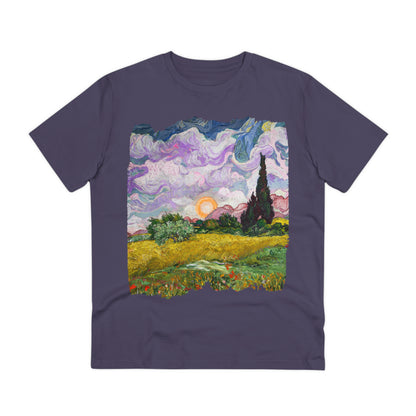 Van Gogh's Wheat Field with Cypresses (1889) - Sunset Fine Art Print Organic Cotton T-Shirt Unisex