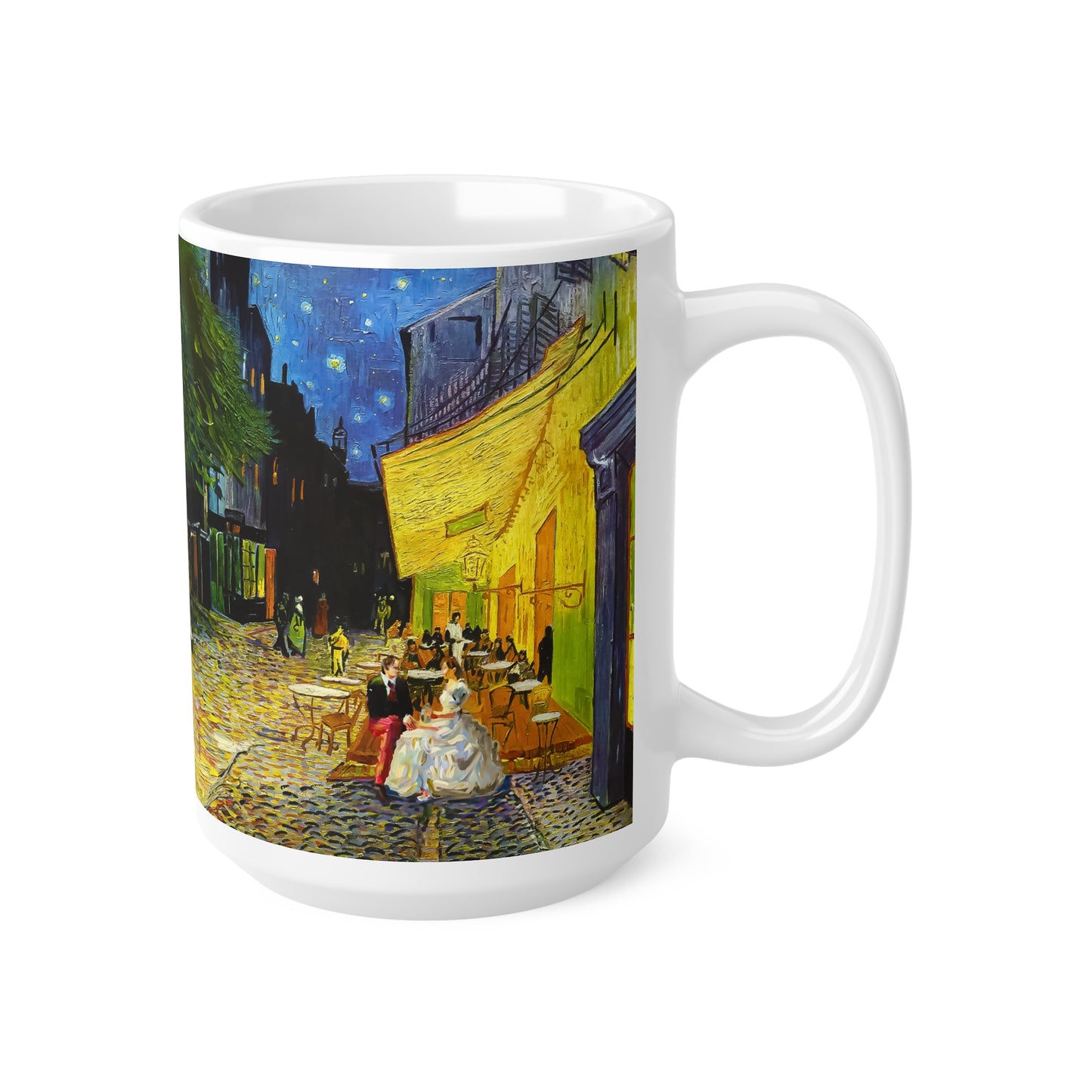 Van Gogh's Café Terrace at Night (1888) - Couple Fine Art Print Ceramic Coffee Mugs, 11oz, 15oz