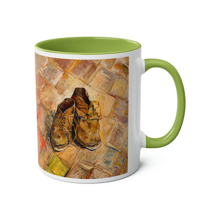 Van Gogh's Shoes (1888) - Original Fine Art Print Two-Tone Coffee Mugs, 11oz