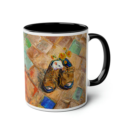 Van Gogh's Shoes (1888) - Mouse in the shoe Fine Art Print Two-Tone Coffee Mugs, 11oz