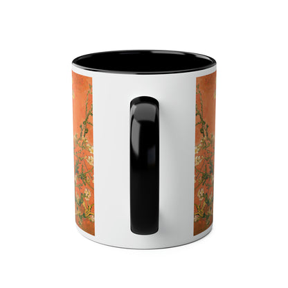 Van Gogh's Almond blossom (1890) - Orange Fine Art Print Two-Tone Coffee Mugs, 11oz