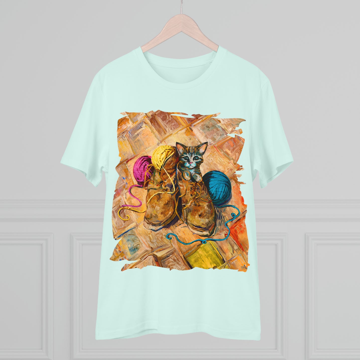 Van Gogh's Shoes (1888) - Kitten with yarns Fine Art Print Organic Cotton T-Shirt Unisex