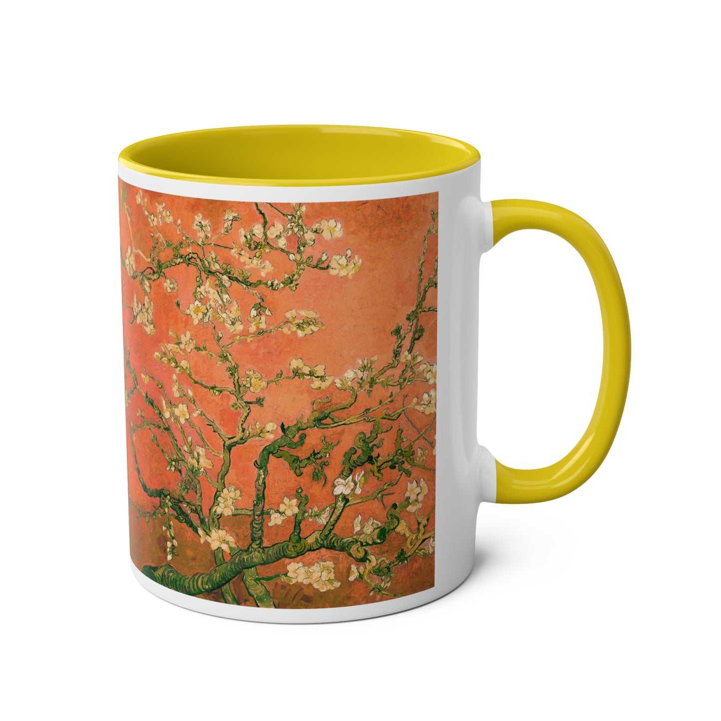 Van Gogh's Almond blossom (1890) - Orange Fine Art Print Two-Tone Coffee Mugs, 11oz