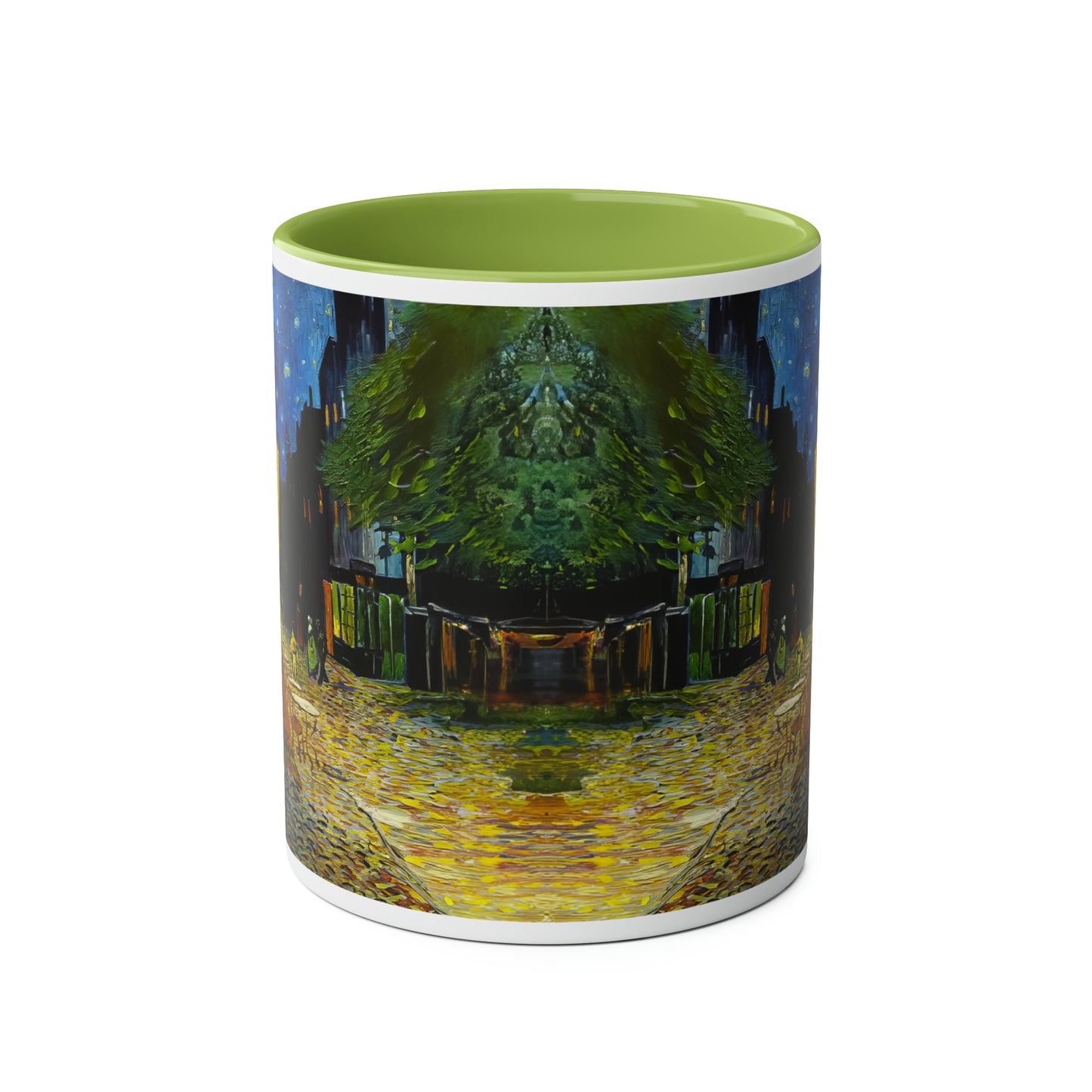 Van Gogh's Café Terrace at Night (1888) - Original Fine Art Print Two-Tone Coffee Mugs, 11oz