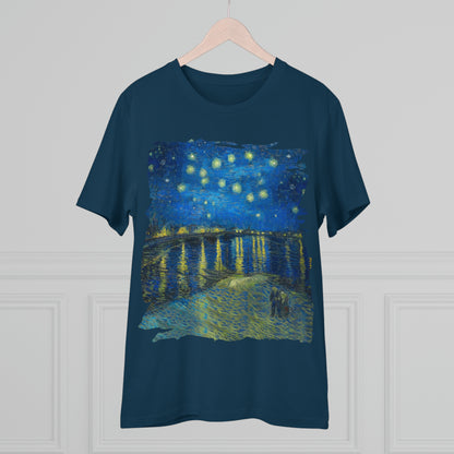 Van Gogh's Starry Night Over the Rhone (1888) - Original Fine Art Print Organic Cotton T-Shirt Unisex