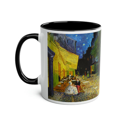 Van Gogh's Café Terrace at Night (1888) - Couple Two-Tone Coffee Mugs, 11oz