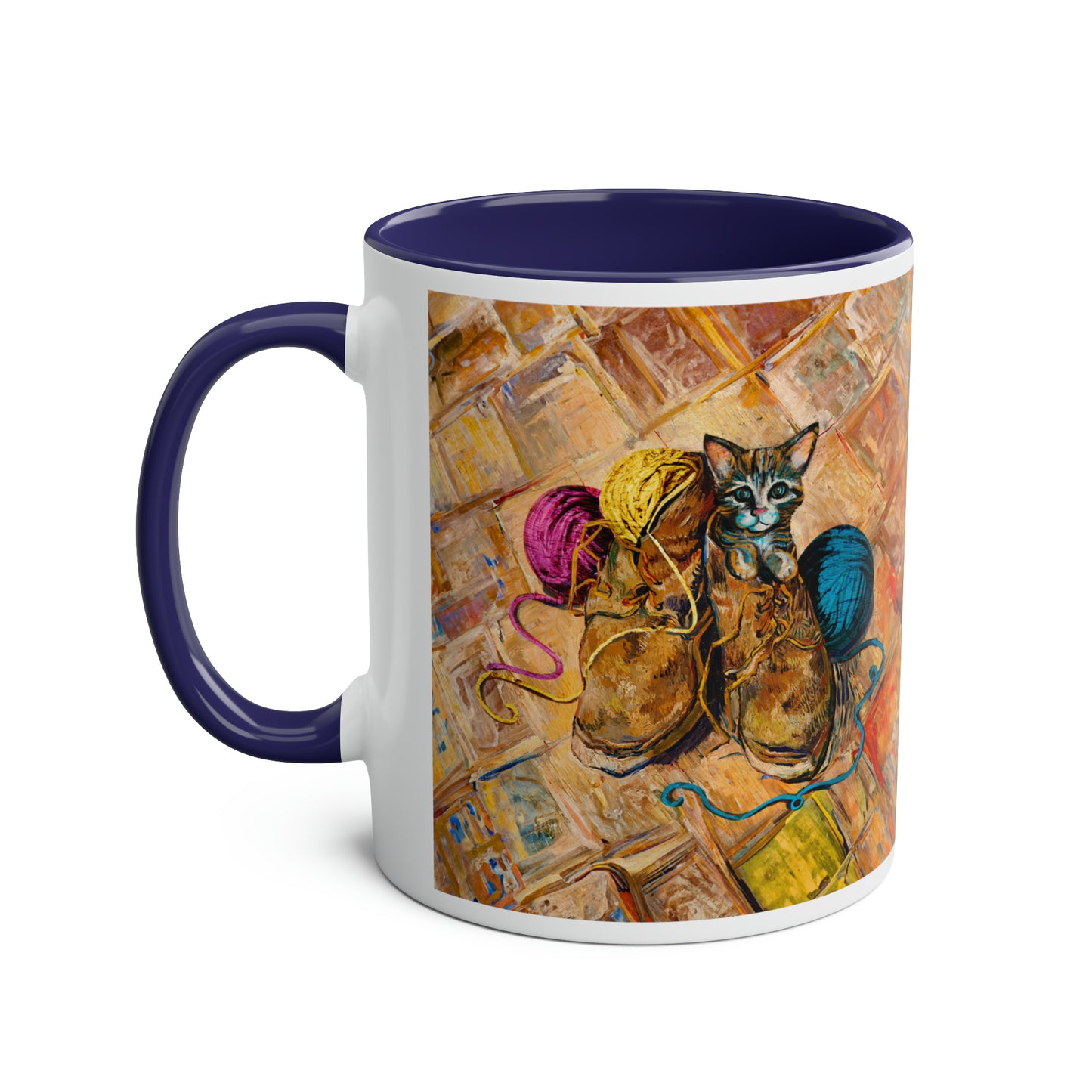 Van Gogh's Shoes (1888) - Kitten with yarns Fine Art Print Two-Tone Coffee Mugs, 11oz