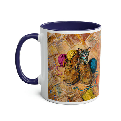 Van Gogh's Shoes (1888) - Kitten with yarns Fine Art Print Two-Tone Coffee Mugs, 11oz