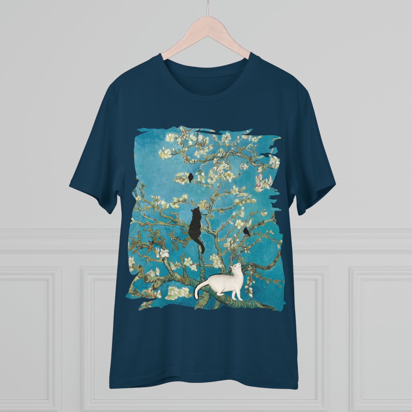 Van Gogh's Almond blossom (1890) - Cats Fine Art Print Organic Cotton T-Shirt Unisex