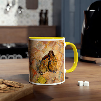 Van Gogh's Shoes (1888) - Original Fine Art Print Two-Tone Coffee Mugs, 11oz