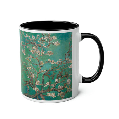 Van Gogh's Almond blossom (1890) - Green Fine Art Print Two-Tone Coffee Mugs, 11oz