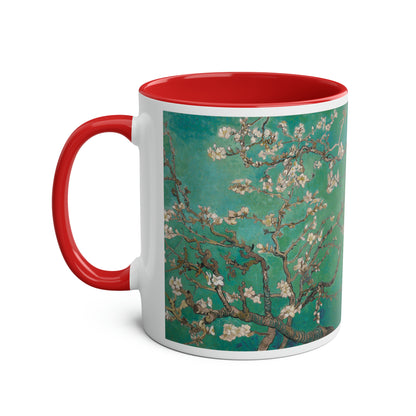 Van Gogh's Almond blossom (1890) - Green Fine Art Print Two-Tone Coffee Mugs, 11oz