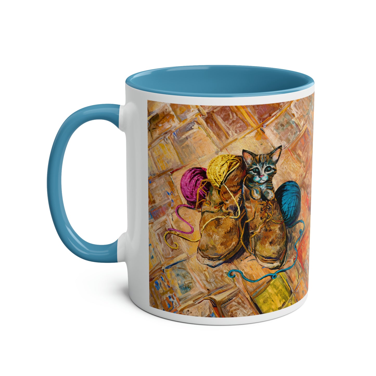 Van Gogh's Shoes (1888) - Kitten with yarns Fine Art Print Two-Tone Coffee Mugs, 11oz