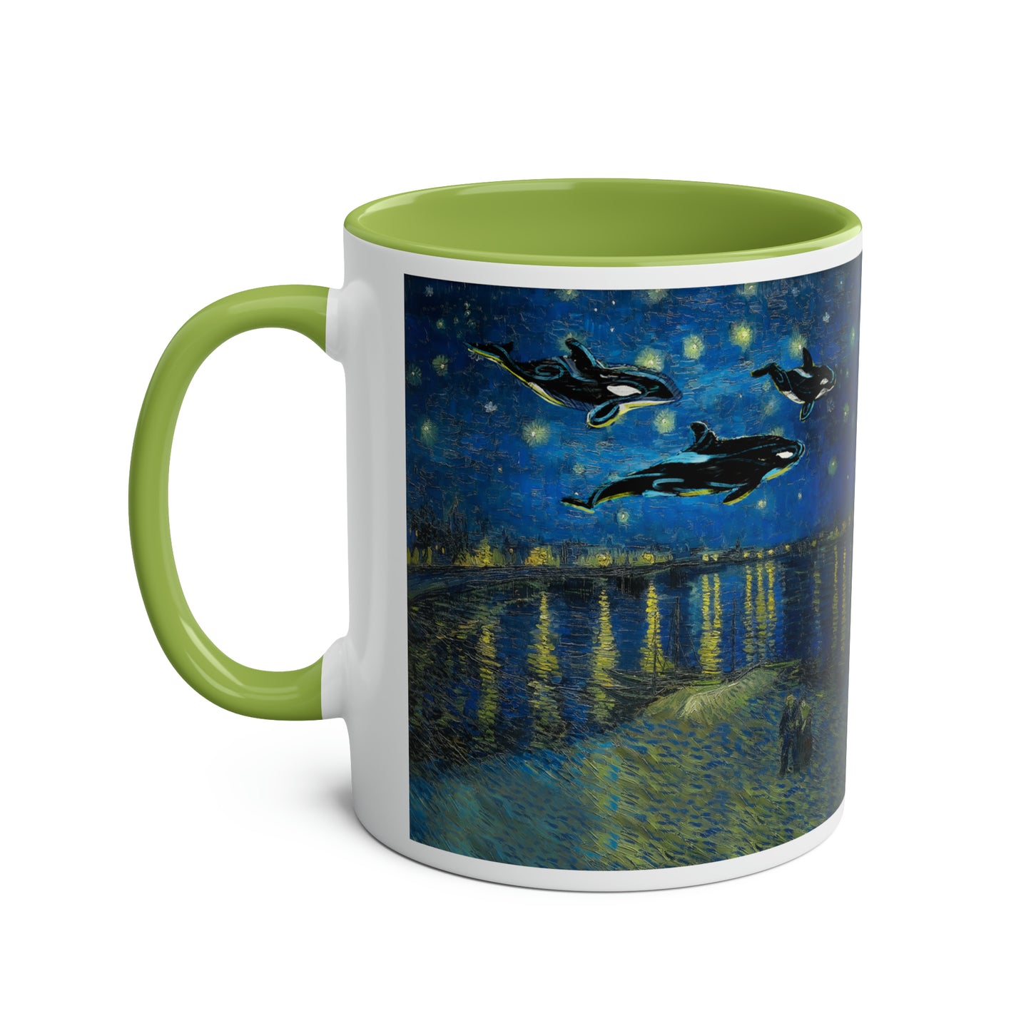 Van Gogh's Starry Night Over the Rhone (1888) - Dreams Fine Art Print Two-Tone Coffee Mugs, 11oz